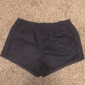 Black faux suede shorts